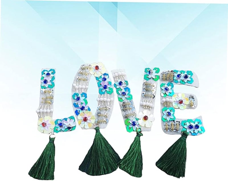 قلوب حب ترتر مطرزة لصقات حديدية للجينز التنانير زخرفة الحروف - Image 3